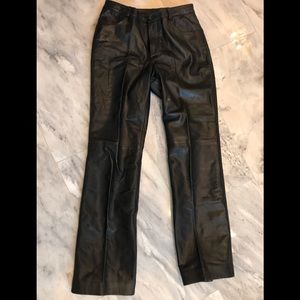 Leather, jean styled, lined pants